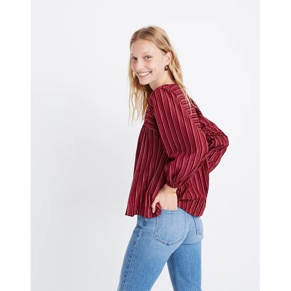 EUC Madewell Swingy Peasant Top w/ Metallic Stripe (Medium) - Picture 5 of 6